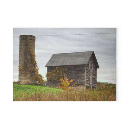 U R There Photography Fisher Road Grey Rustic Farmhouse Tempered-Glass Cutting Board