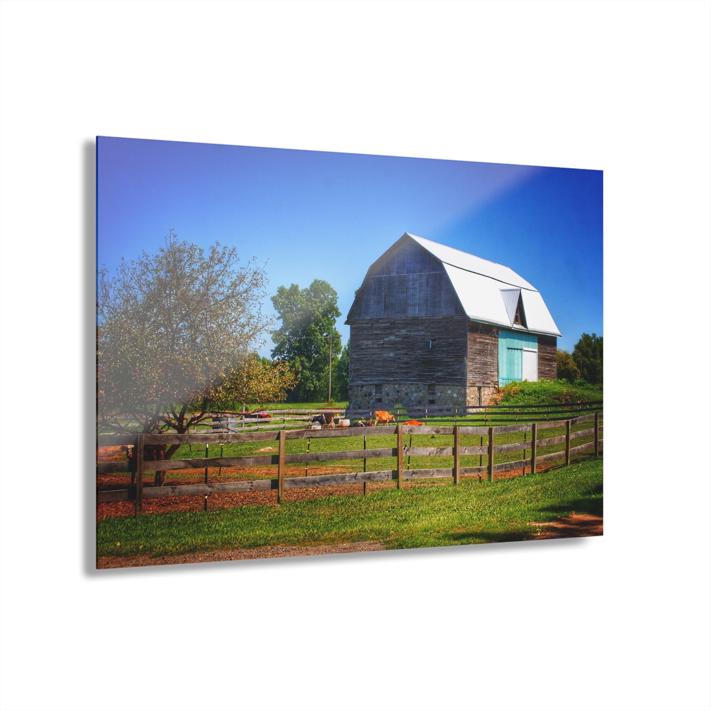U R There Photography Harris Road Fieldstone Grey Rustic Farmhouse Acrylic Wall Print