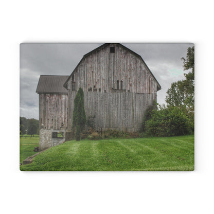 U R There Photography Dequindre Road Grey III Rustic Farmhouse Tempered-Glass Cutting Board
