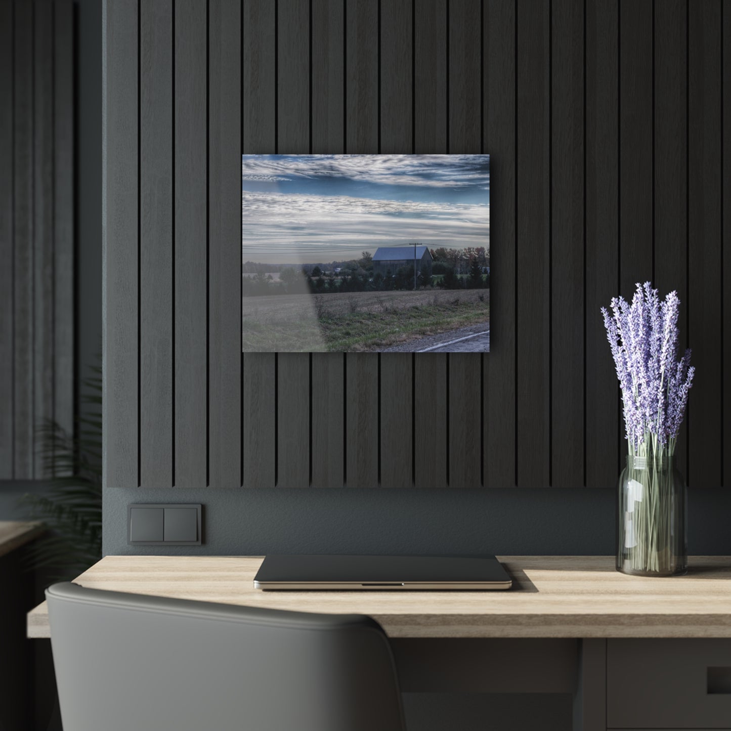 U R There Photography Burnside Road Grey Blues Rustic Farmhouse Acrylic Wall Print
