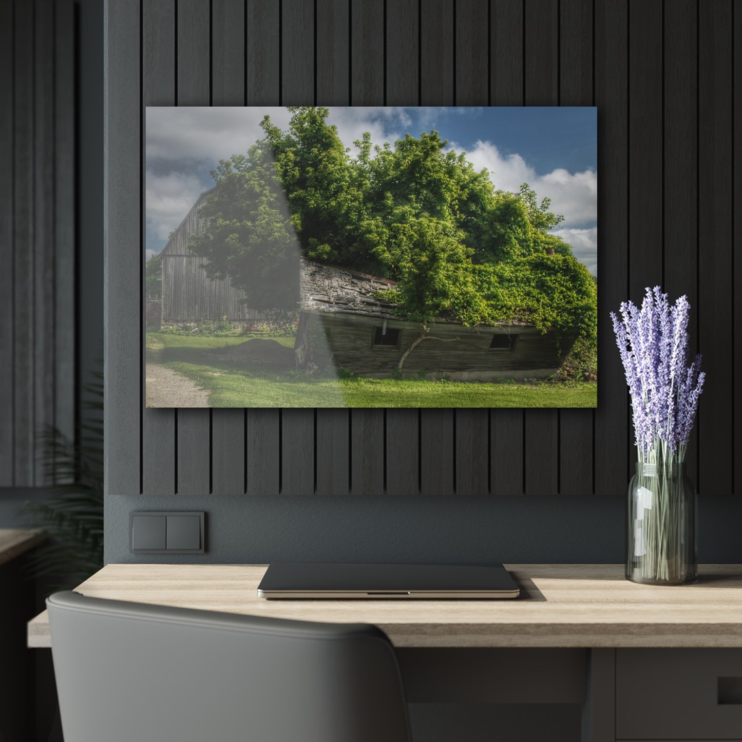 U R There Photography Brown City Road Barn and Buddy I Rustic Farmhouse Acrylic Wall Print