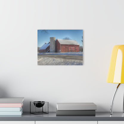 U R There Photography Metamora Red in Winter Rustic Farmhouse Acrylic Wall Print
