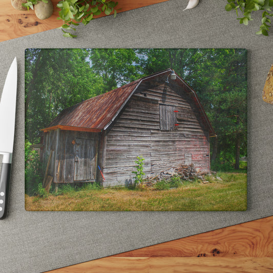 Barn Boutique Rustic Tempered-Glass Cutting Board| Roadside Grey