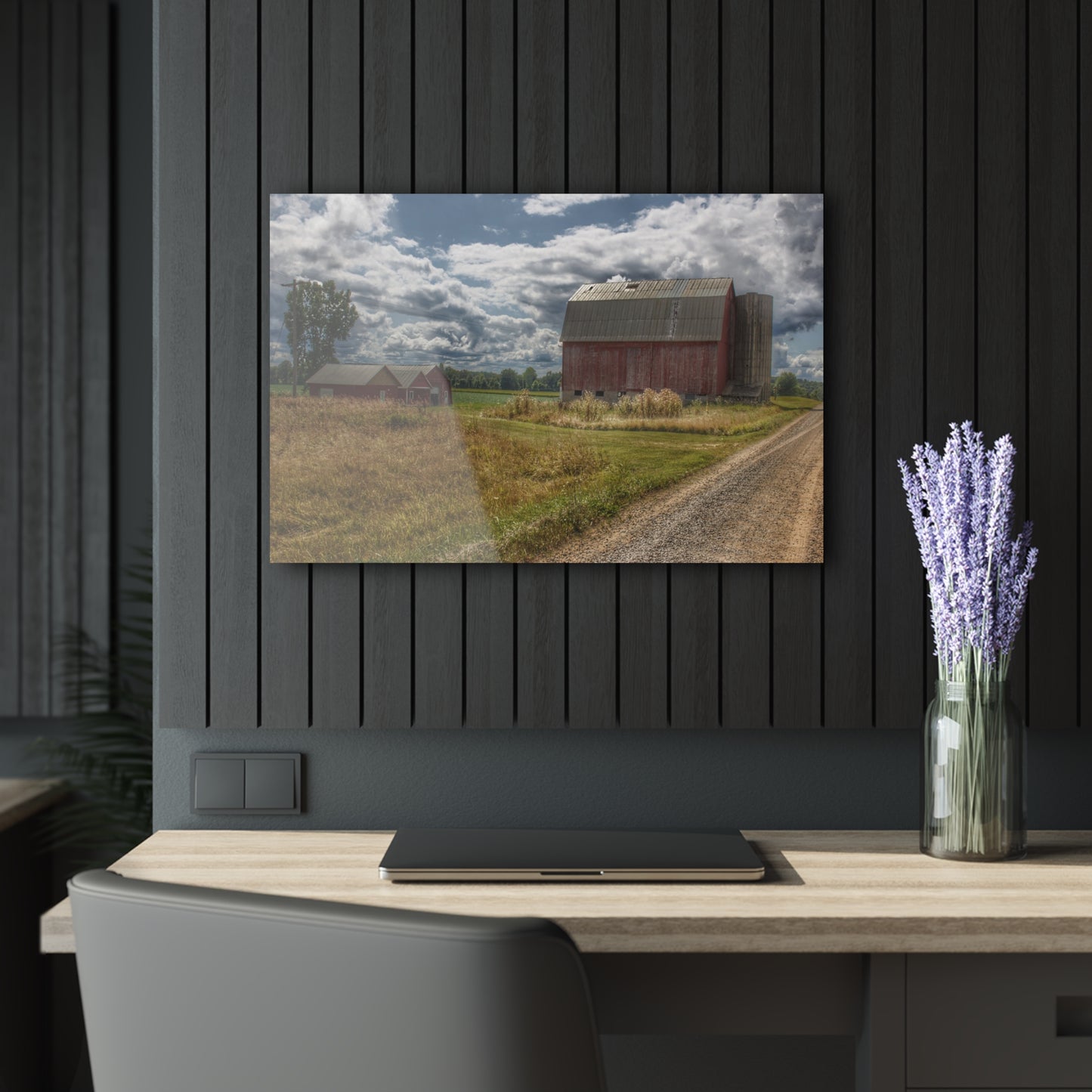 U R There Photography Haines Road Reds Rustic Farmhouse Acrylic Wall Print