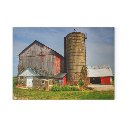 U R There Photography Marlette Red III Rustic Farmhouse Tempered-Glass Cutting Board