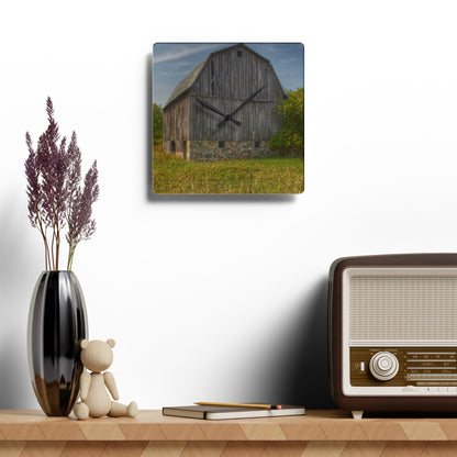 U R There Photography Cat Lake Grey II Rustic Farmhouse Acrylic Analog Wall Clock