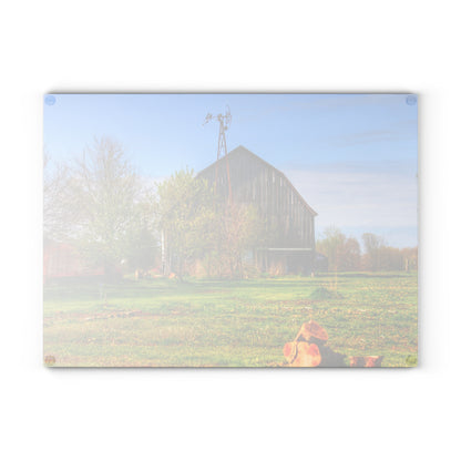 U R There Photography Sohn Road Greys Rustic Farmhouse Tempered-Glass Cutting Board