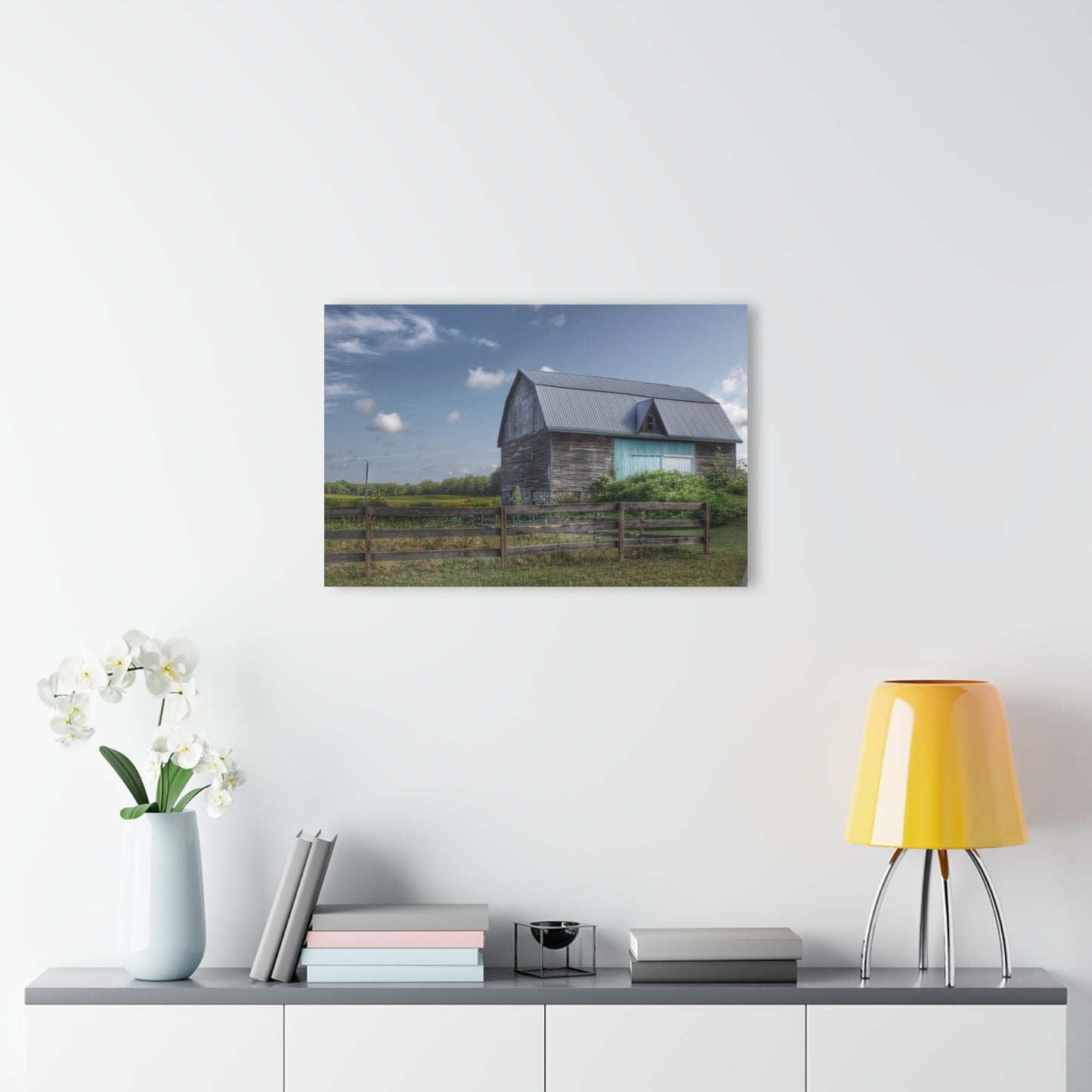 U R There Photography Harris Road Grey Rustic Farmhouse Acrylic Wall Print
