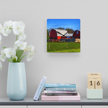 U R There Photography M-15 Reds Rustic Farmhouse Acrylic Analog Wall Clock