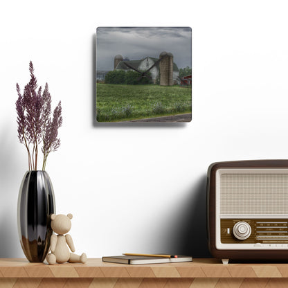 U R There Photography Clark Road White II Rustic Farmhouse Acrylic Analog Wall Clock