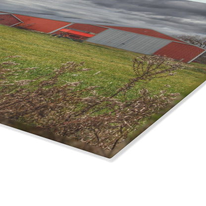 U R There Photography Castle Road Reds Rustic Farmhouse Tempered-Glass Cutting Board