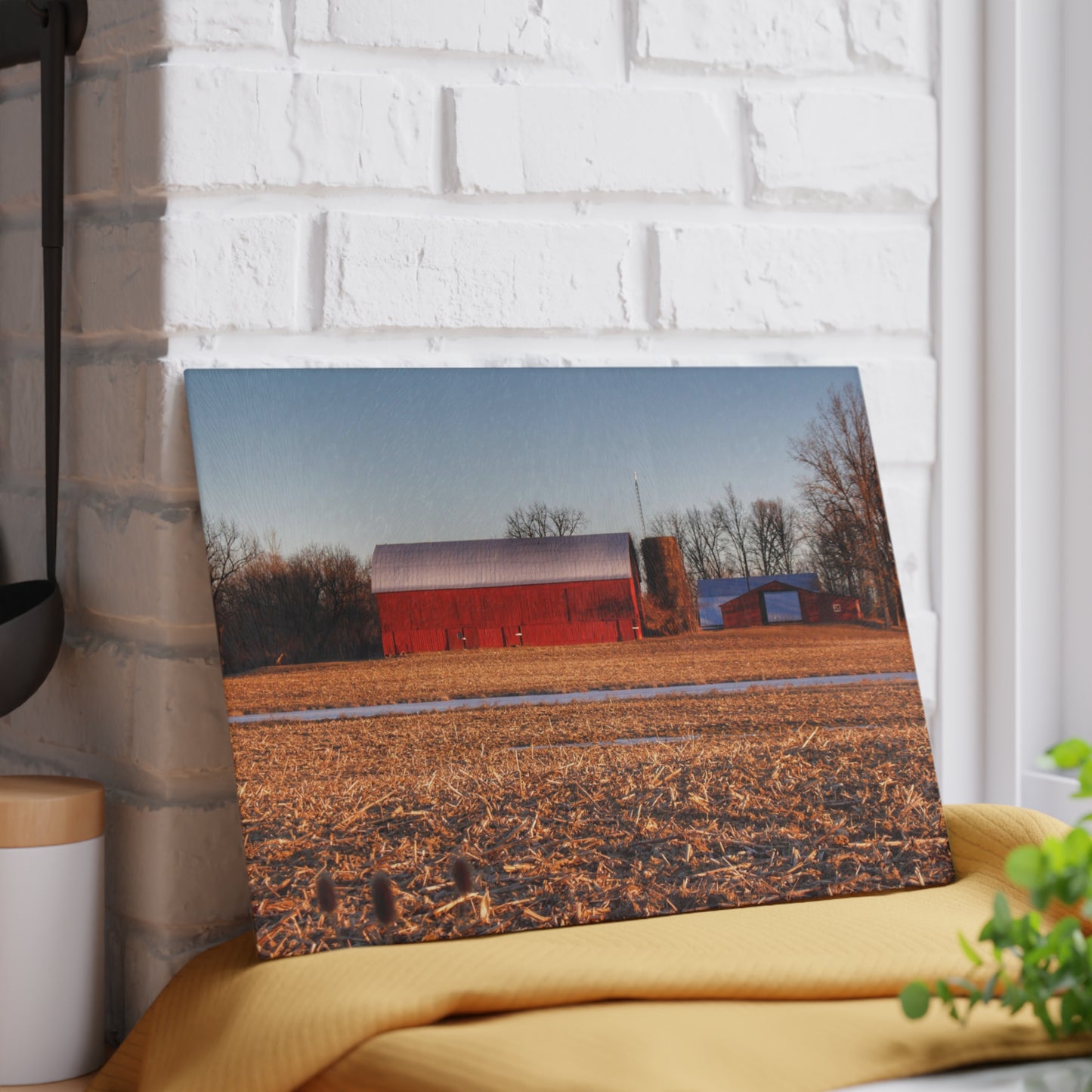 U R There Photography Early Spring on Catlin Road Rustic Farmhouse Tempered-Glass Cutting Board