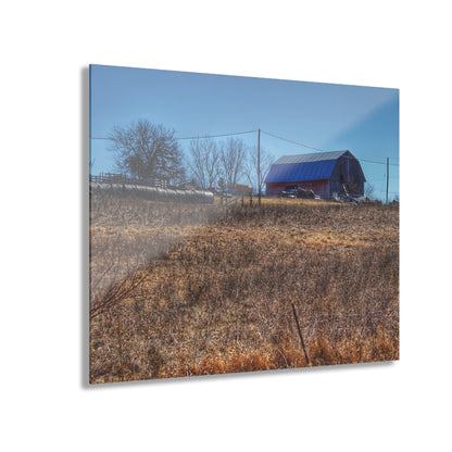 U R There Photography Marathon Haybarn on the Hill I Rustic Farmhouse Acrylic Wall Print