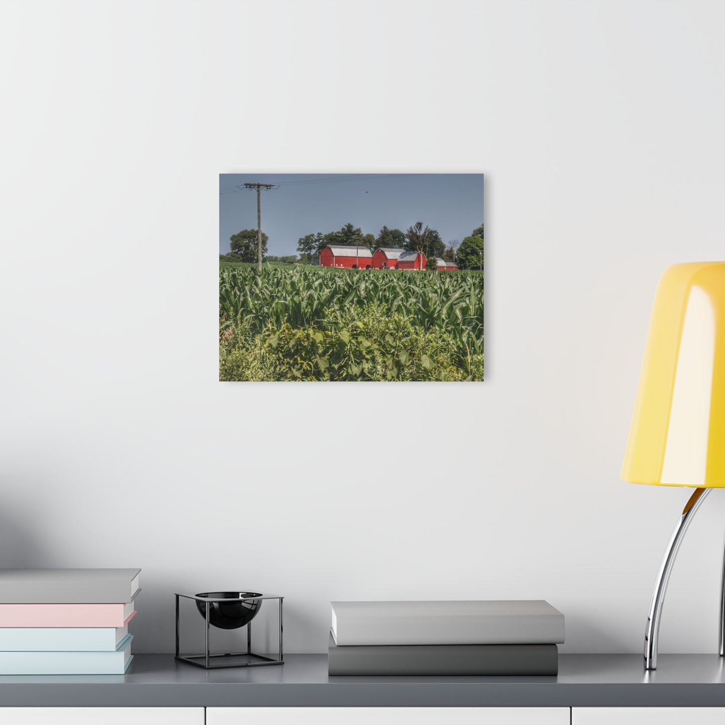 U R There Photography Shoemaker Road Reds Beyond the Corn Rustic Farmhouse Acrylic Wall Print