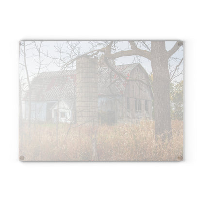 U R There Photography Hill Road Roadside Grey II Rustic Farmhouse Tempered-Glass Cutting Board