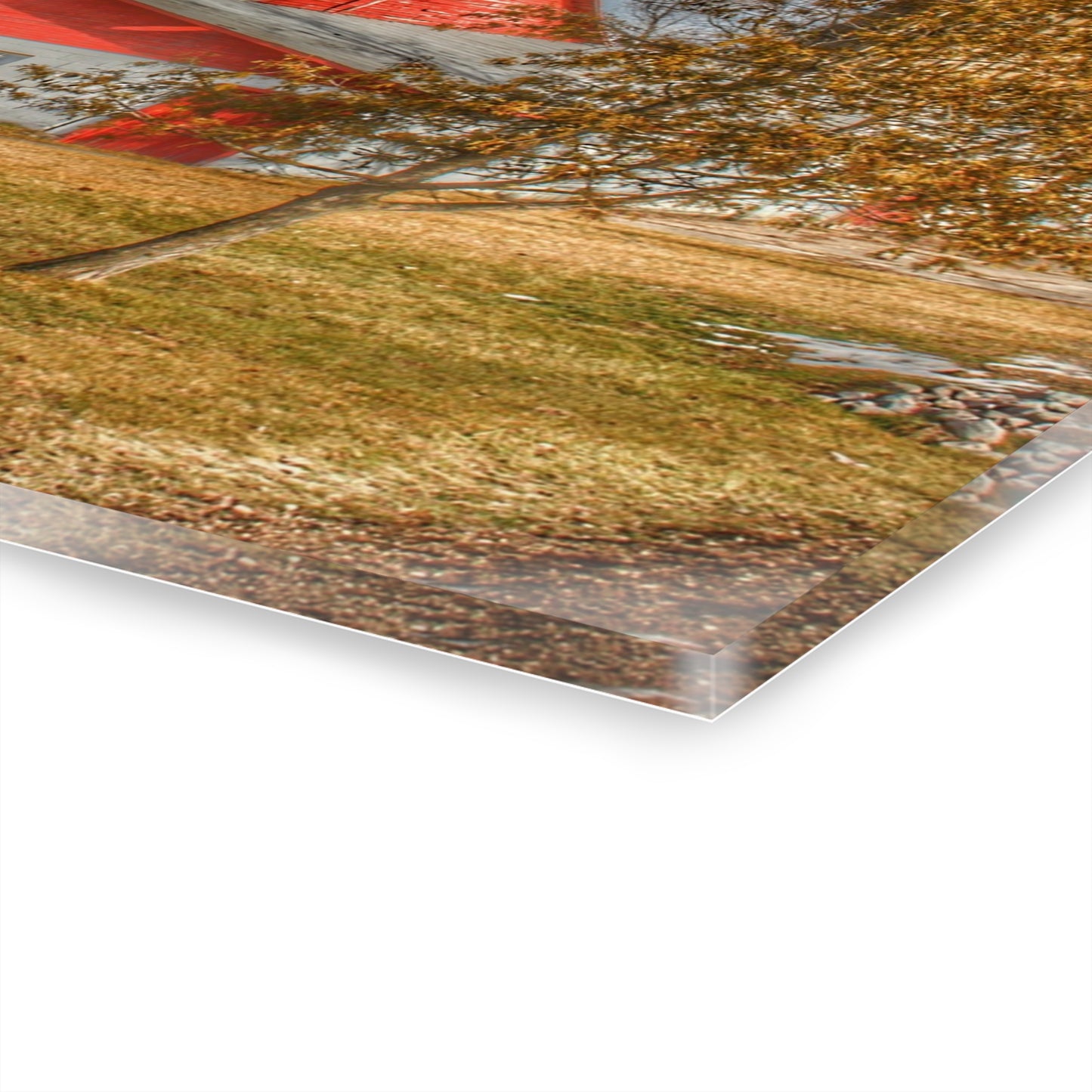 U R There Photography Newark Road Red and Silos II Rustic Farmhouse Acrylic Wall Print