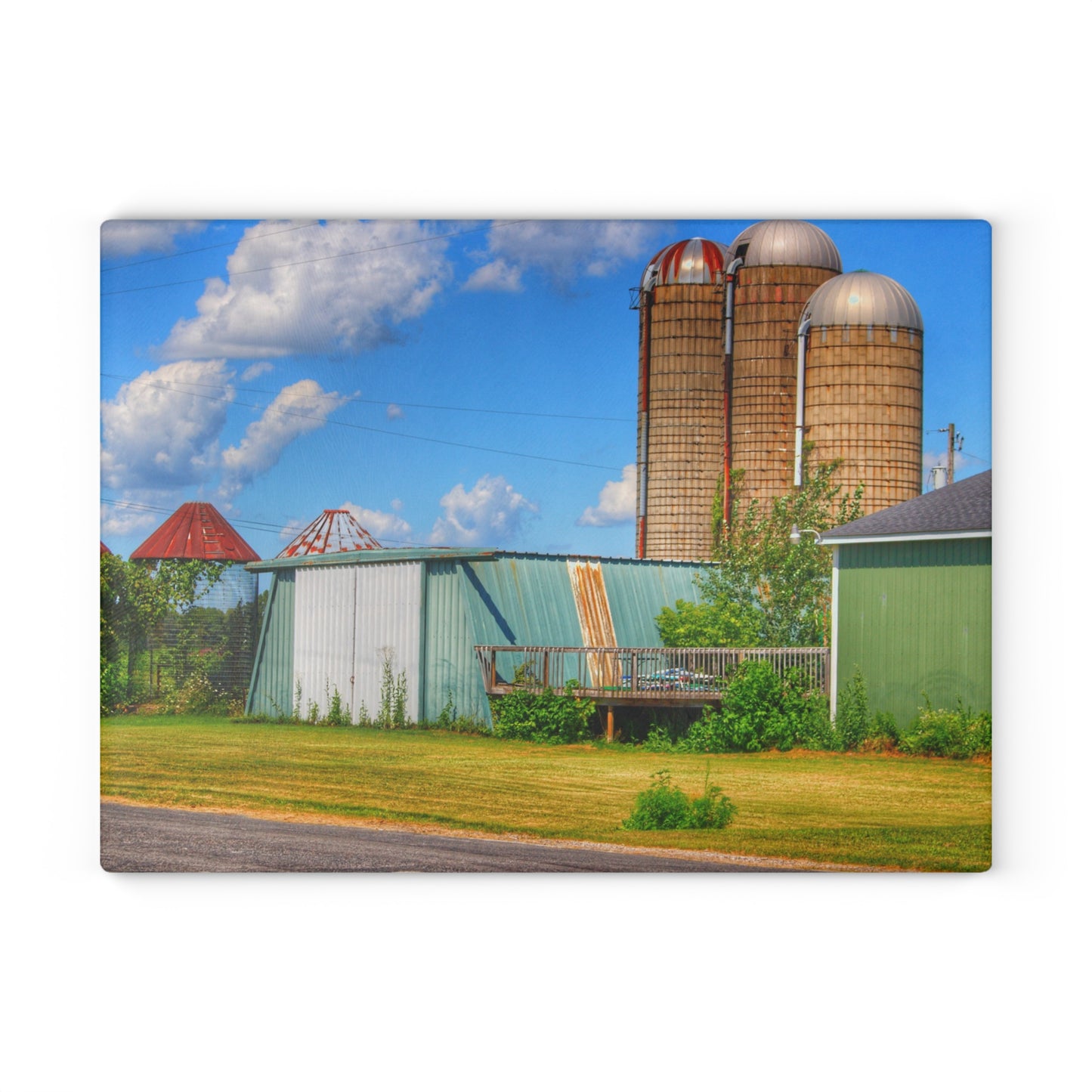 U R There Photography Morrish Road Silos I Rustic Farmhouse Tempered-Glass Cutting Board