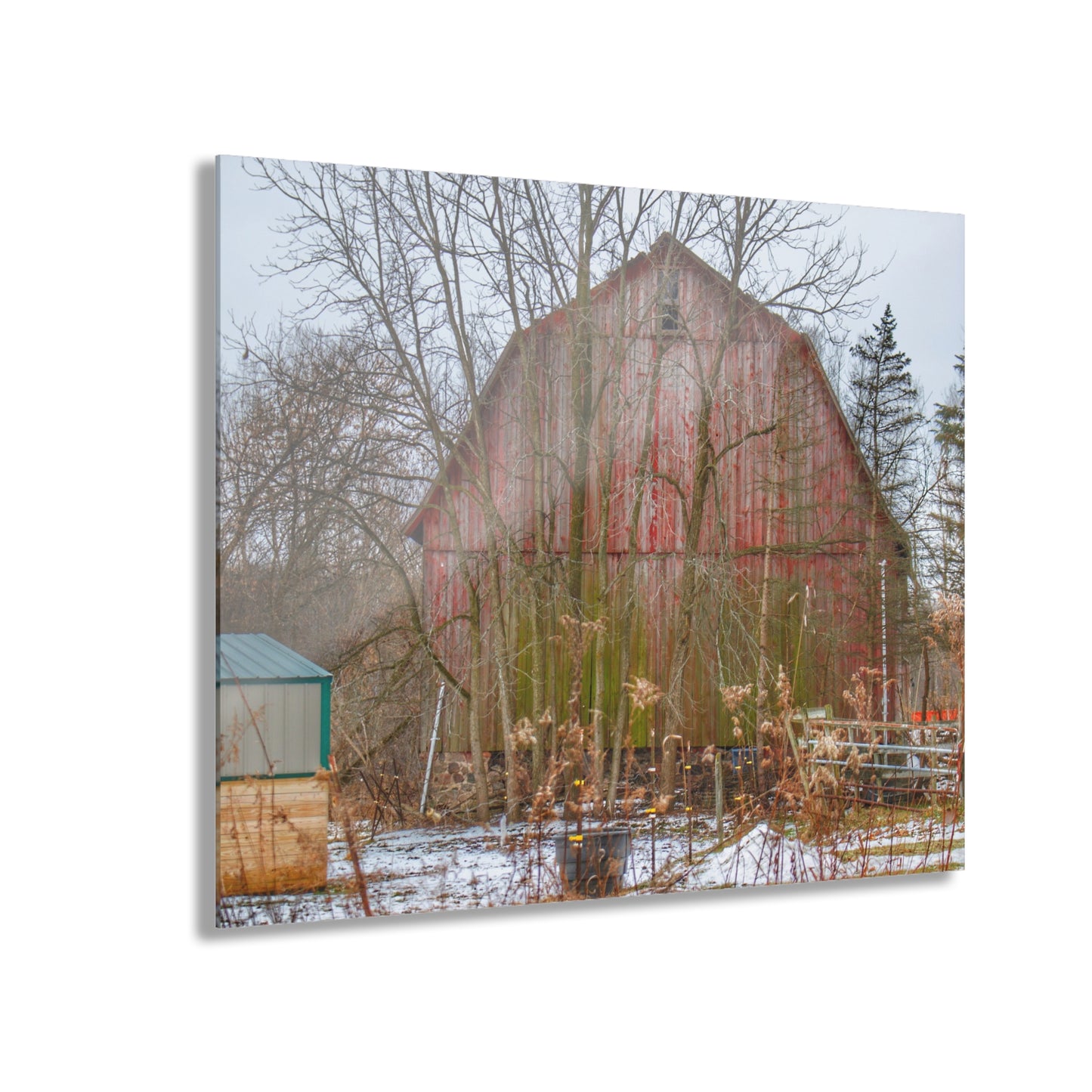 U R There Photography LeValley Road Red Rustic Farmhouse Acrylic Wall Print