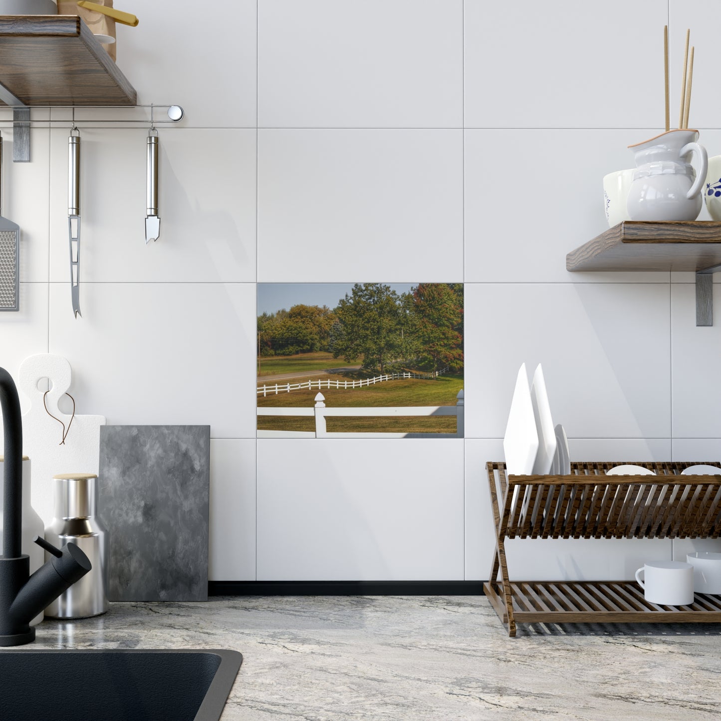 U R There Photography Beyond the White Fences Rustic Farmhouse Decorative Ceramic Tile