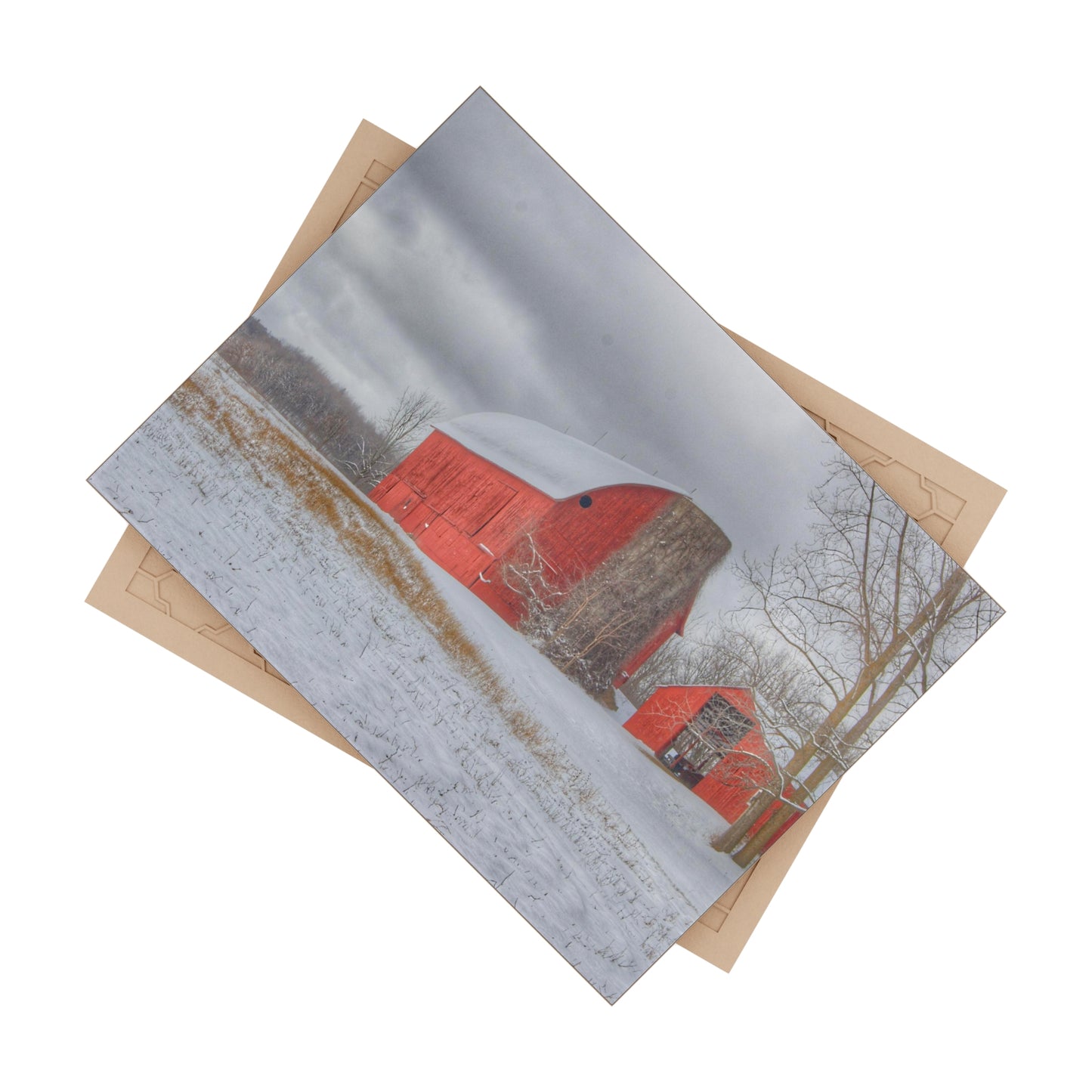 U R There Photography Catlin Reds in Winter II Rustic Farmhouse Decorative Ceramic Tile