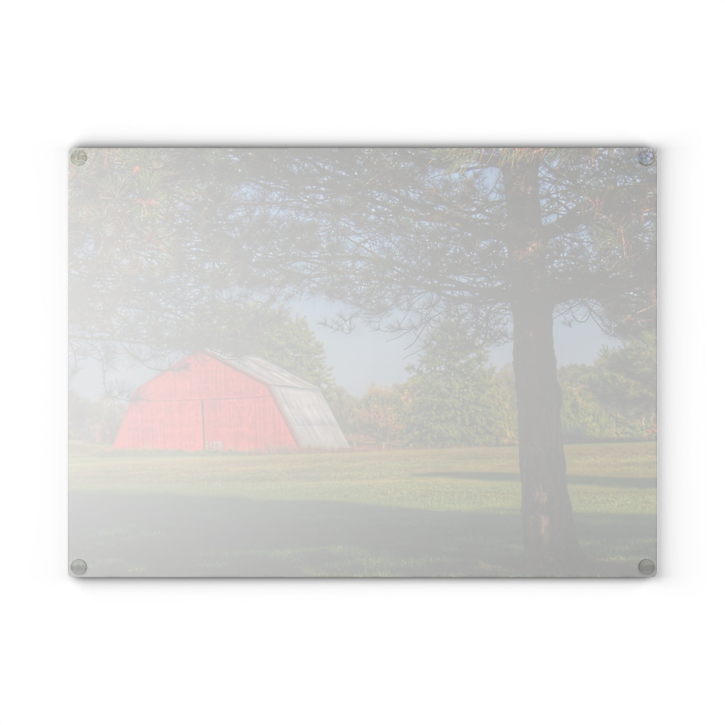 U R There Photography Peppermill Road Hidden Red Rustic Farmhouse Tempered-Glass Cutting Board