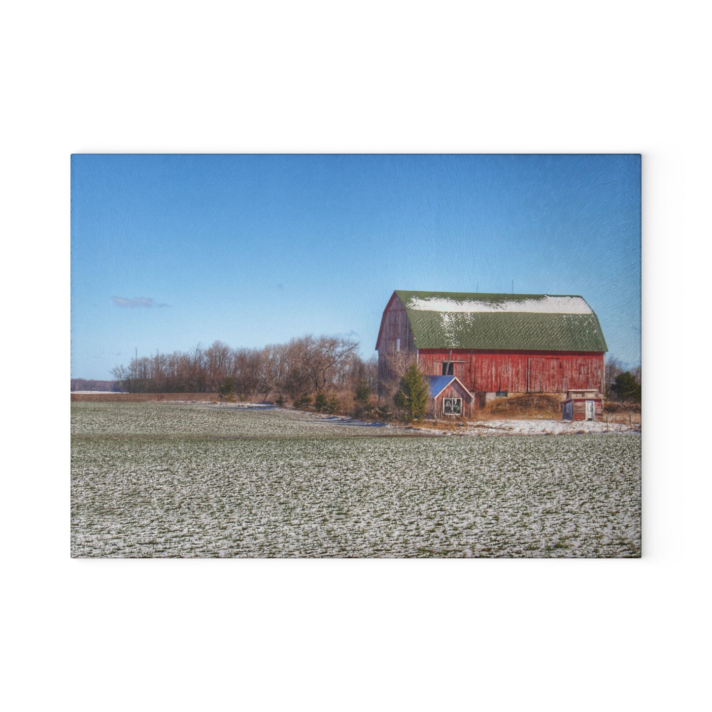 U R There Photography Early Spring Red I Rustic Farmhouse Tempered-Glass Cutting Board