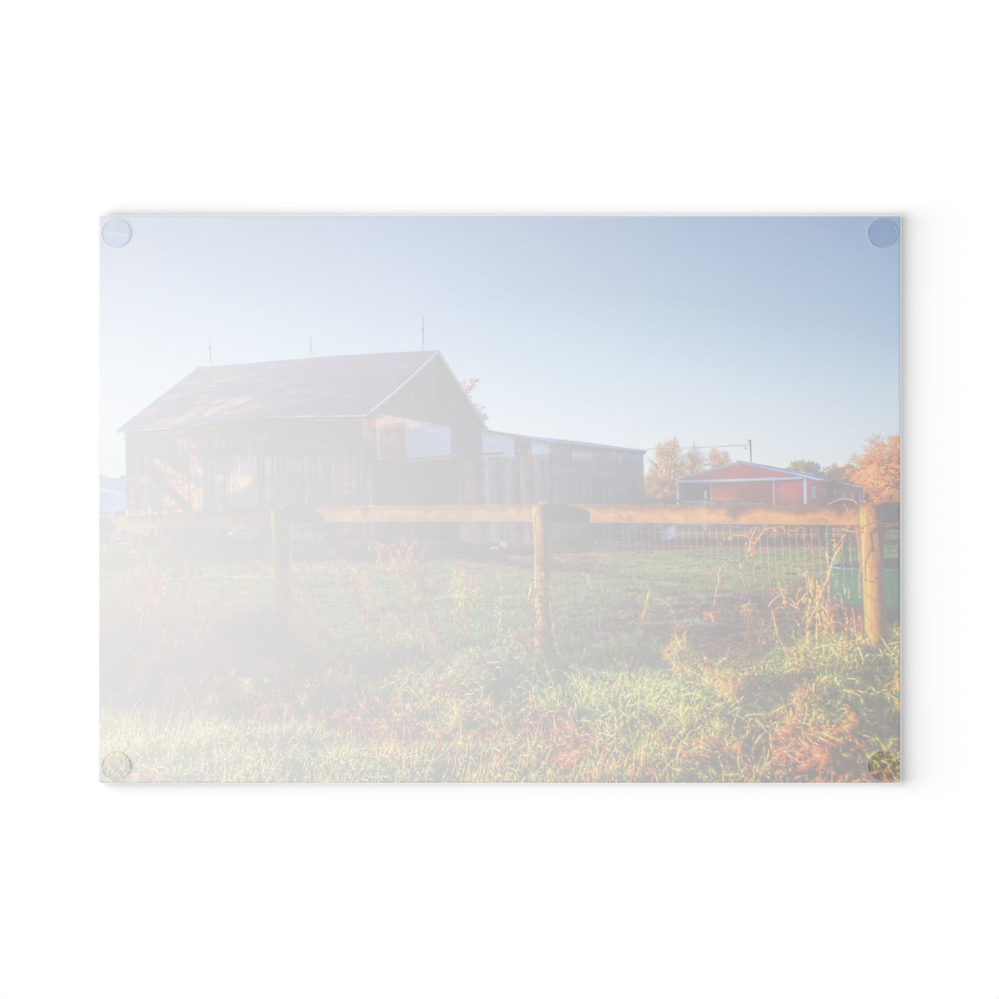 U R There Photography Hunters Creek Grey Saltbox Rustic Farmhouse Tempered-Glass Cutting Board