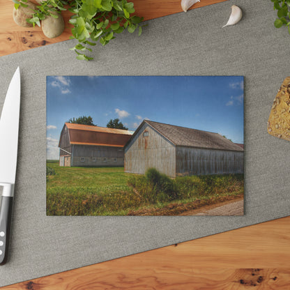 U R There Photography Copper Greys Rustic Farmhouse Tempered-Glass Cutting Board