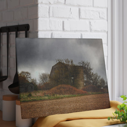 U R There Photography West Snover Grey Rustic Farmhouse Tempered-Glass Cutting Board