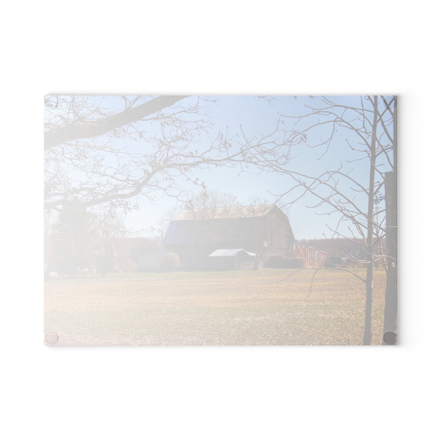 U R There Photography Rider Road Greys Rustic Farmhouse Tempered-Glass Cutting Board