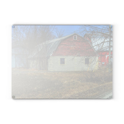 U R There Photography Indian Trail Block Barn at the Bend Rustic Farmhouse Tempered-Glass Cutting Board