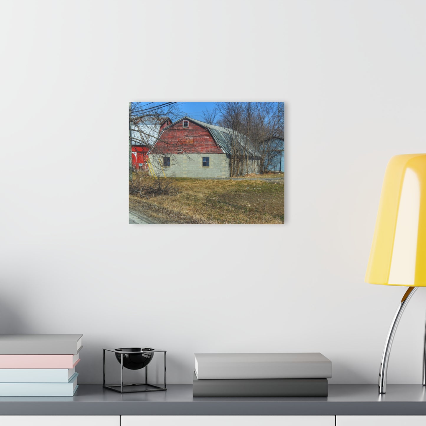 U R There Photography Indian Trail Block Barn at the Bend Rustic Farmhouse Acrylic Wall Print