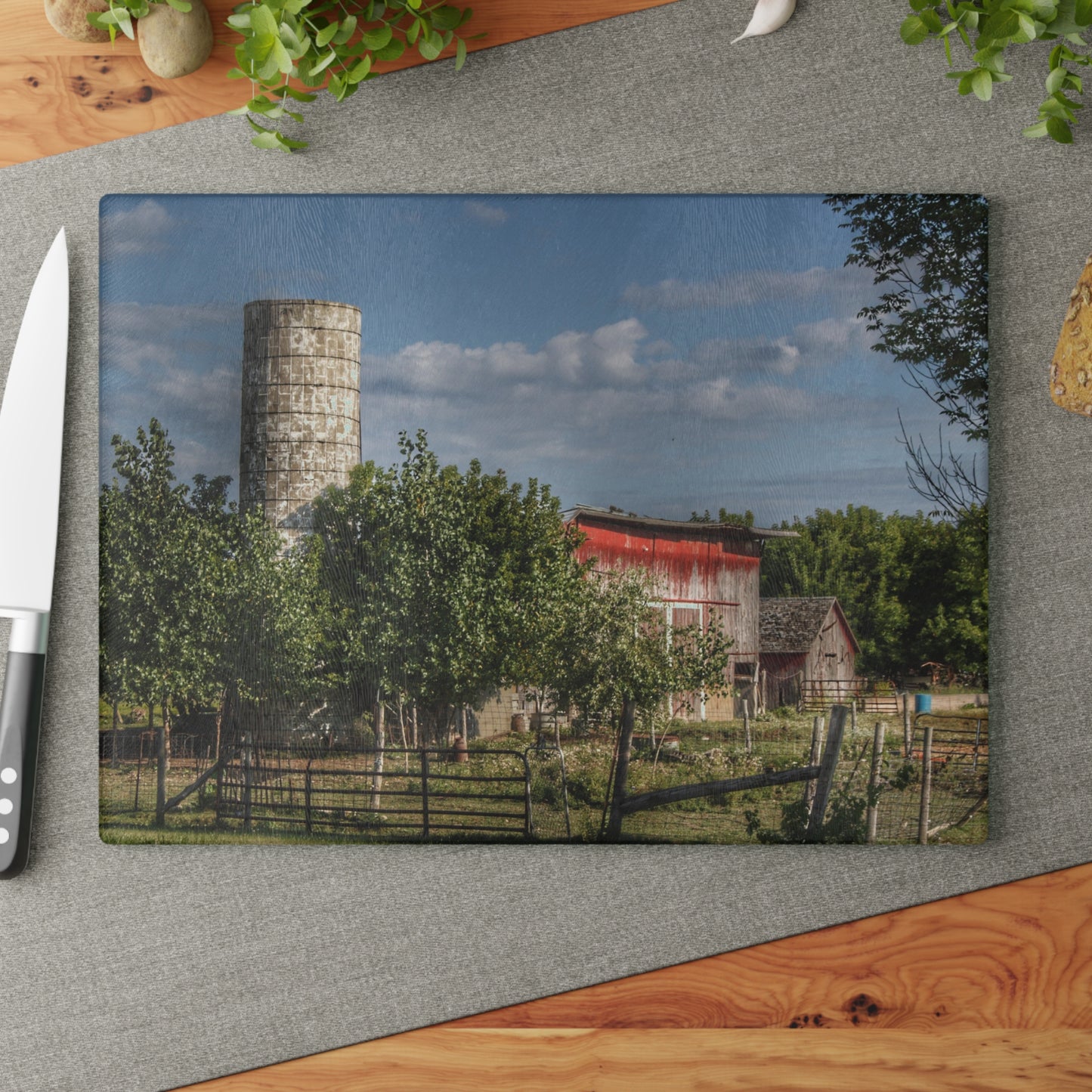 U R There Photography Henderson Road Farm Rustic Farmhouse Tempered-Glass Cutting Board