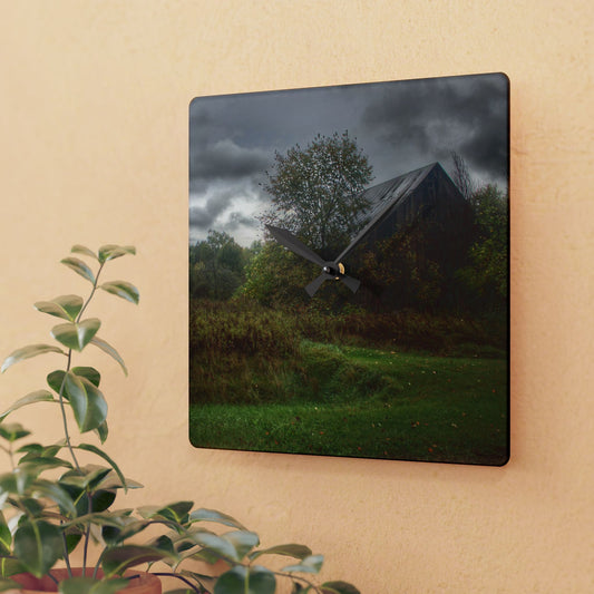 U R There Photography Day of Grey Rustic Farmhouse Acrylic Analog Wall Clock