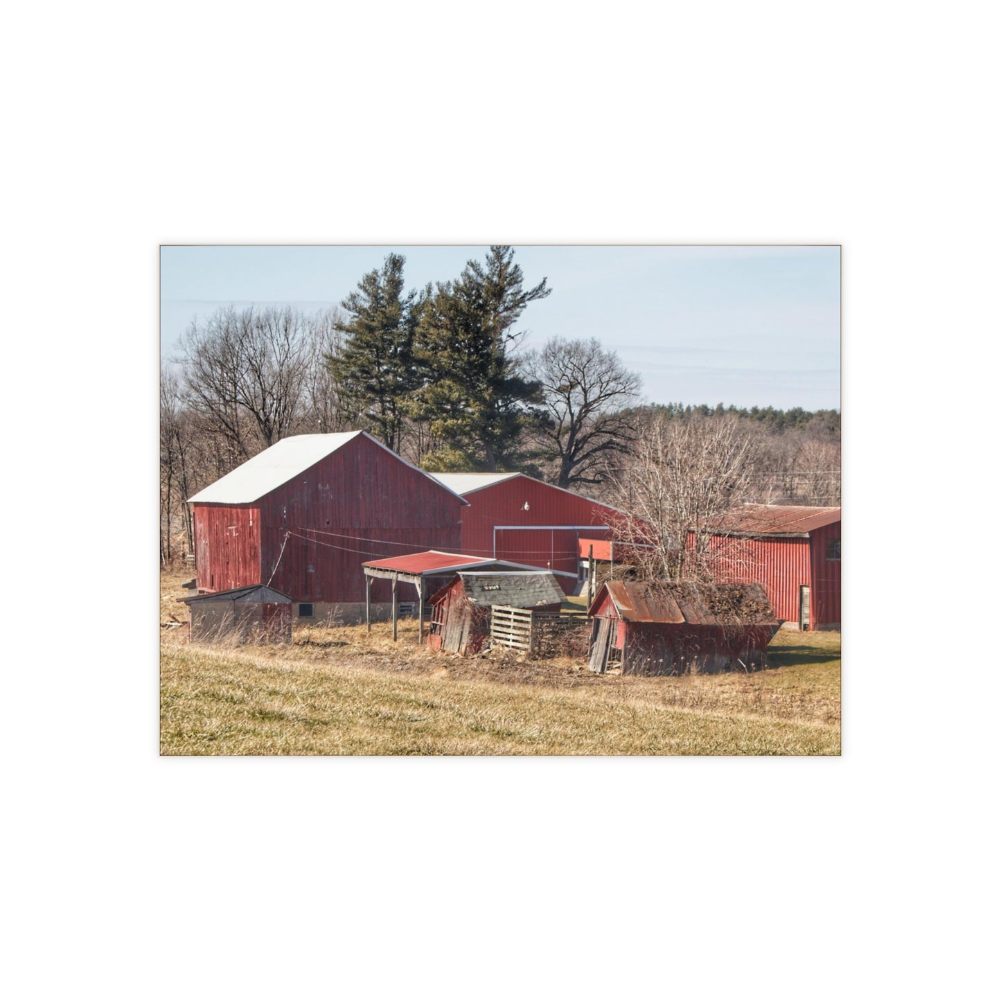 U R There Photography Bronson Lake Reds Rustic Farmhouse Decorative Ceramic Tile 6" × 8" Glossy
