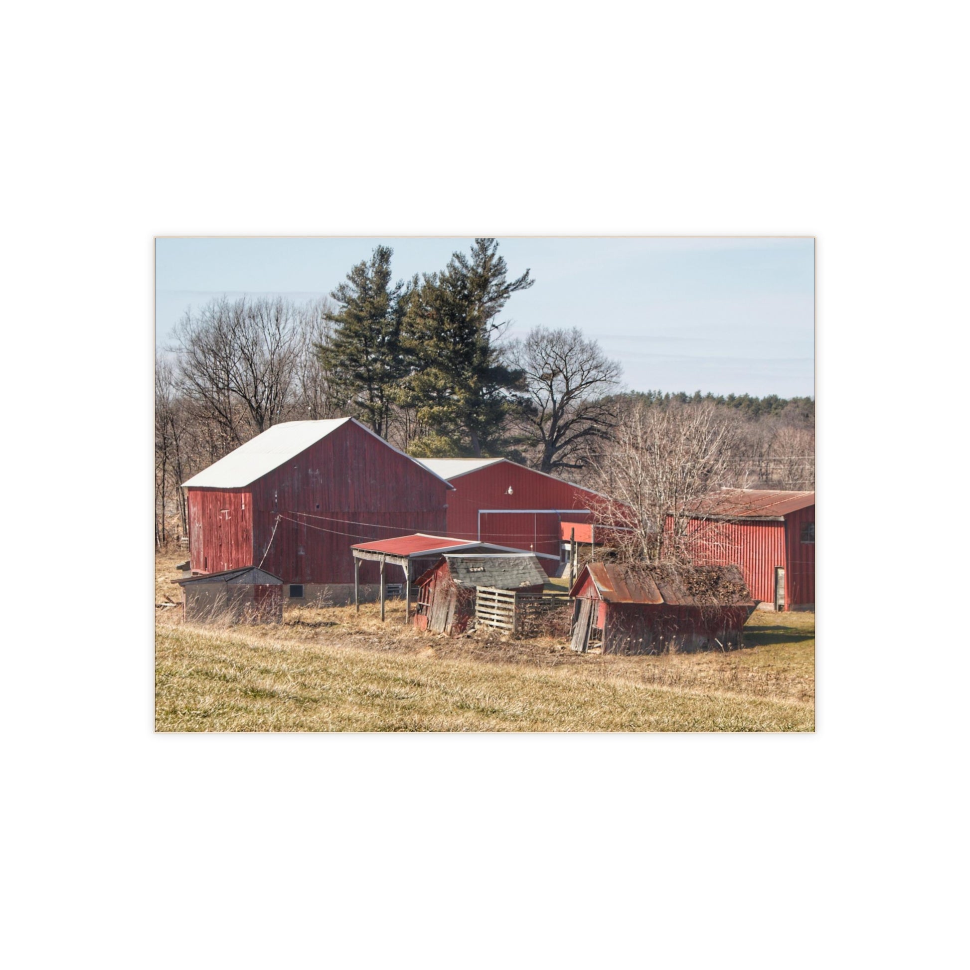 U R There Photography Bronson Lake Reds Rustic Farmhouse Decorative Ceramic Tile 6" × 8" Glossy