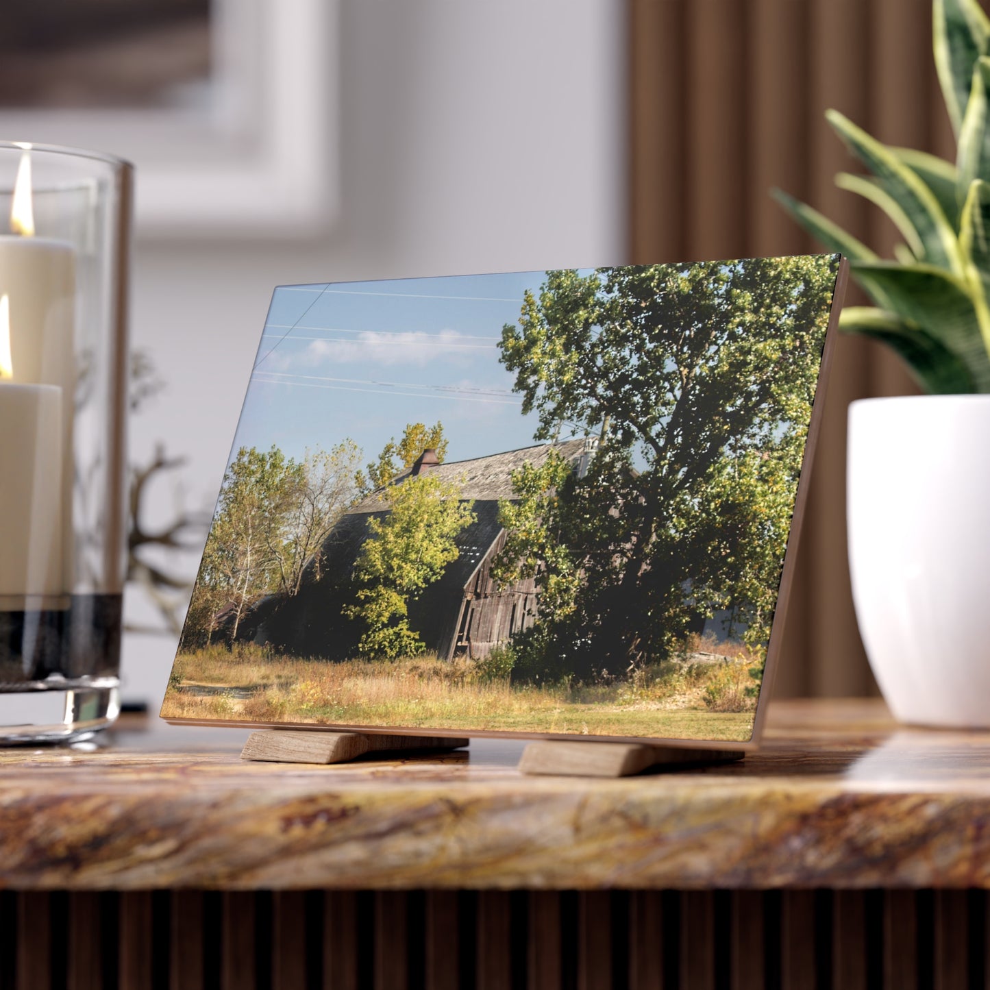 U R There Photography Barnes Road Grey Rustic Farmhouse Decorative Ceramic Tile