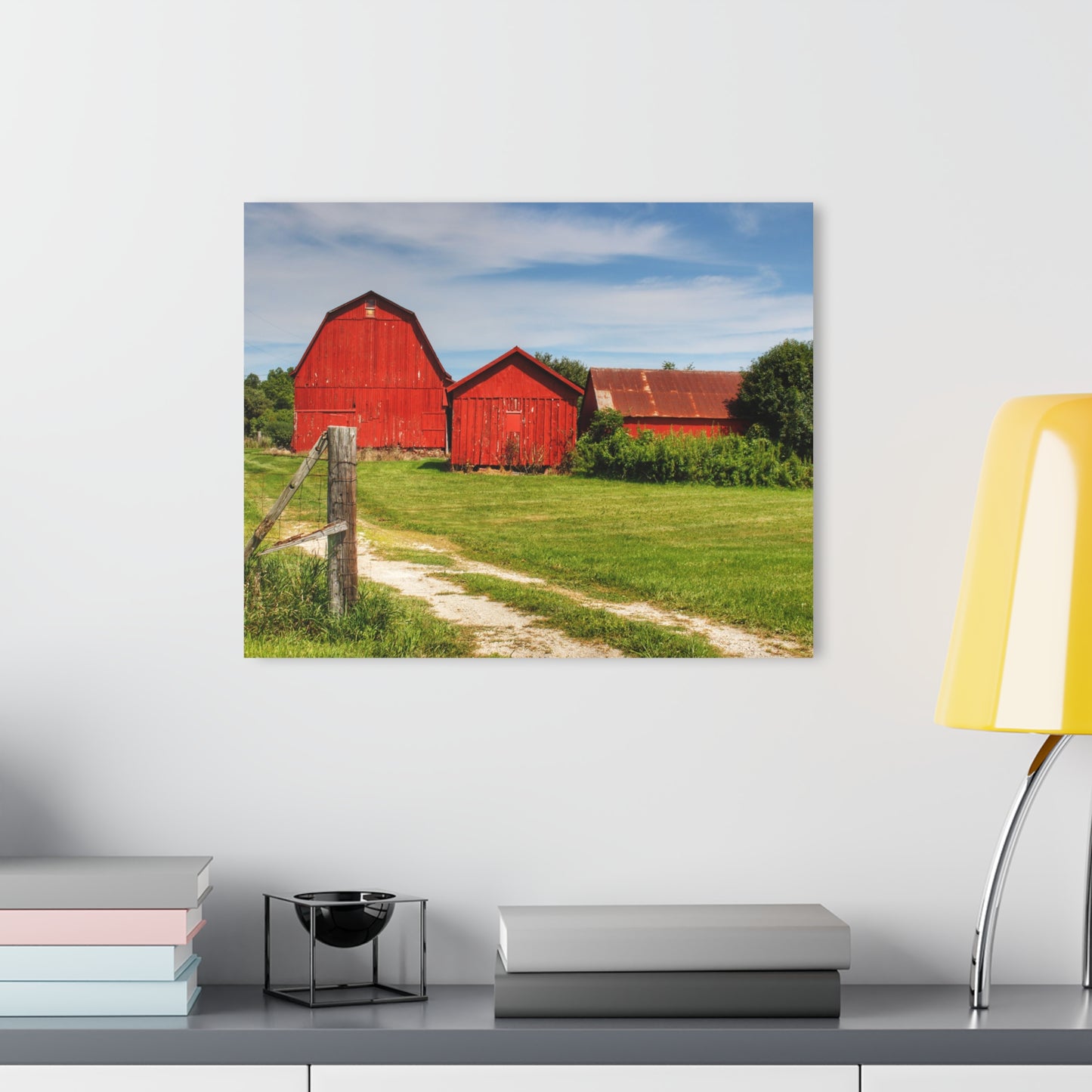 U R There Photography South Oak Road Reds I Rustic Farmhouse Acrylic Wall Print