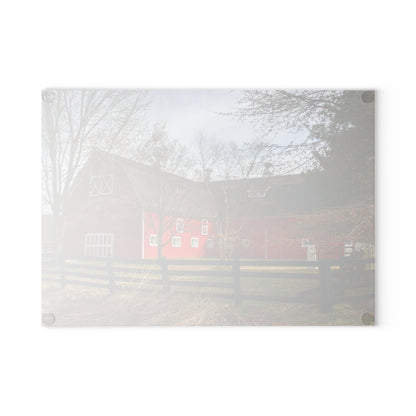 U R There Photography Thornville Road Red Rustic Farmhouse Tempered-Glass Cutting Board