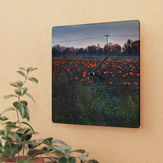 U R There Photography Five Lakes Pumpkins Rustic Farmhouse Acrylic Analog Wall Clock
