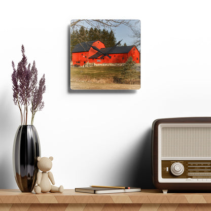 U R There Photography Thomas Road Patriot Barn Rustic Farmhouse Acrylic Analog Wall Clock