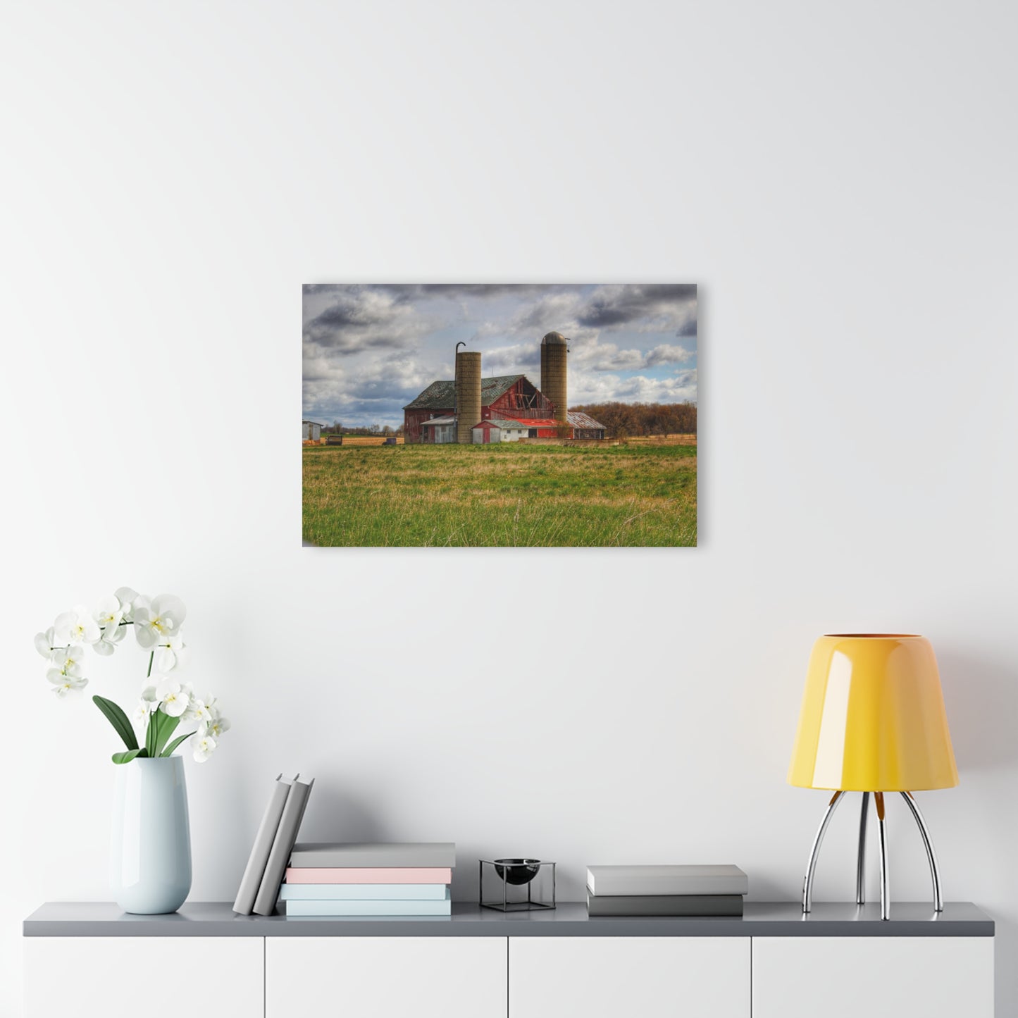 U R There Photography Centerline Road Red Rustic Farmhouse Acrylic Wall Print