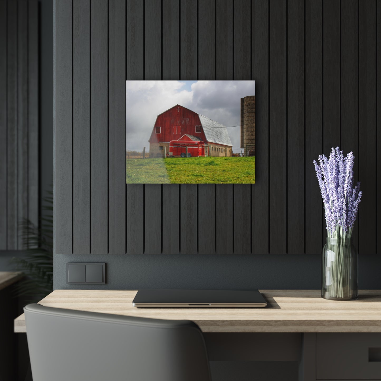 U R There Photography Clothier Road Red and Silo Rustic Farmhouse Acrylic Wall Print