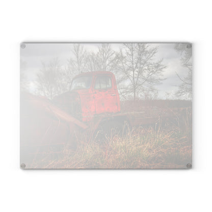 U R There Photography North Gates Road Rusted Red Rustic Farmhouse Tempered-Glass Cutting Board