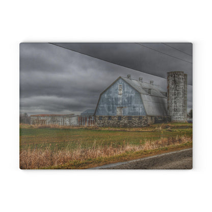 U R There Photography Daley Road Grey IV Rustic Farmhouse Tempered-Glass Cutting Board