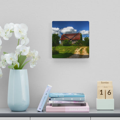 U R There Photography Grey Road Rusted III Rustic Farmhouse Acrylic Analog Wall Clock