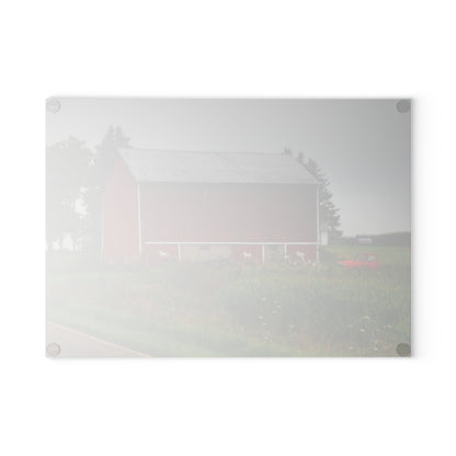 U R There Photography Brown Road Horse Barn I Rustic Farmhouse Tempered-Glass Cutting Board