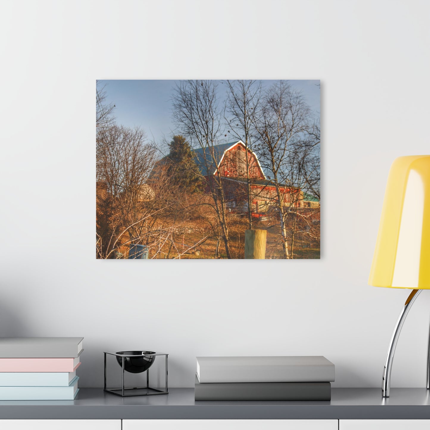 U R There Photography Otter Lake Road Hillside Red Rustic Farmhouse Acrylic Wall Print