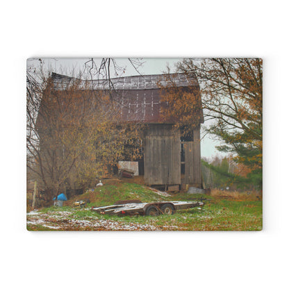 U R There Photography Frenchline Road Old Grey Rustic Farmhouse Tempered-Glass Cutting Board