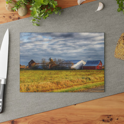 U R There Photography Marlette Road Farm I Rustic Farmhouse Tempered-Glass Cutting Board